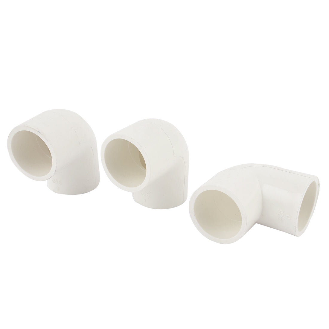 uxcell Uxcell U-PVC 25mm Hole Dia 90 Degree Elbow 2 Ways Pipe Connector White 3 Pcs