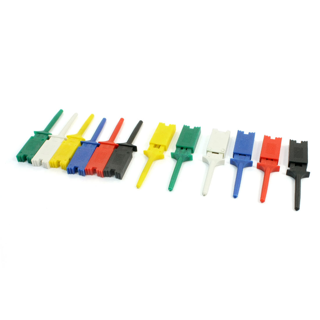 uxcell Uxcell 12Pcs PCB Surface Mounted Devices IC Mini Colored Plastic Flat Test Hook Clip Grabber Probe Jumper