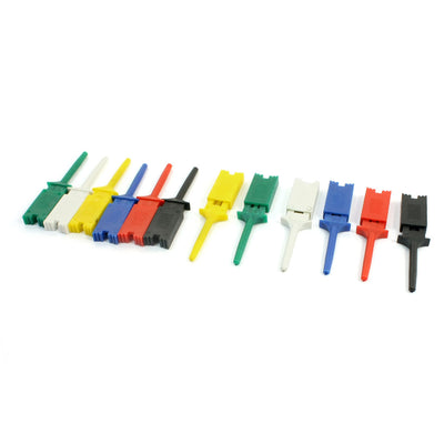 Harfington Uxcell 12Pcs PCB Surface Mounted Devices IC Mini Colored Plastic Flat Test Hook Clip Grabber Probe Jumper