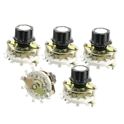 Harfington Uxcell 6mm Knurled Shaft 12Pin Rotary Switch Potentiometer 1-Pole 11-Position 5 Pcs
