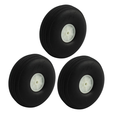 Harfington Uxcell 3pcs RC Airplane Assembly Parts Super Light PU Tire Wheel 70mm 2.75"
