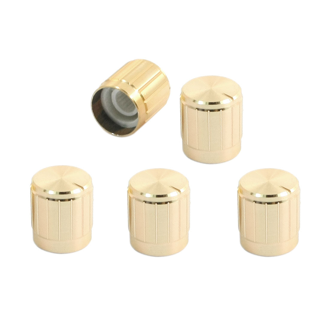 uxcell Uxcell 5PCS Gold Tone 15x16.5mm Volume Control Rotary Knobs for 6mm Knurled Shaft Potentiometer