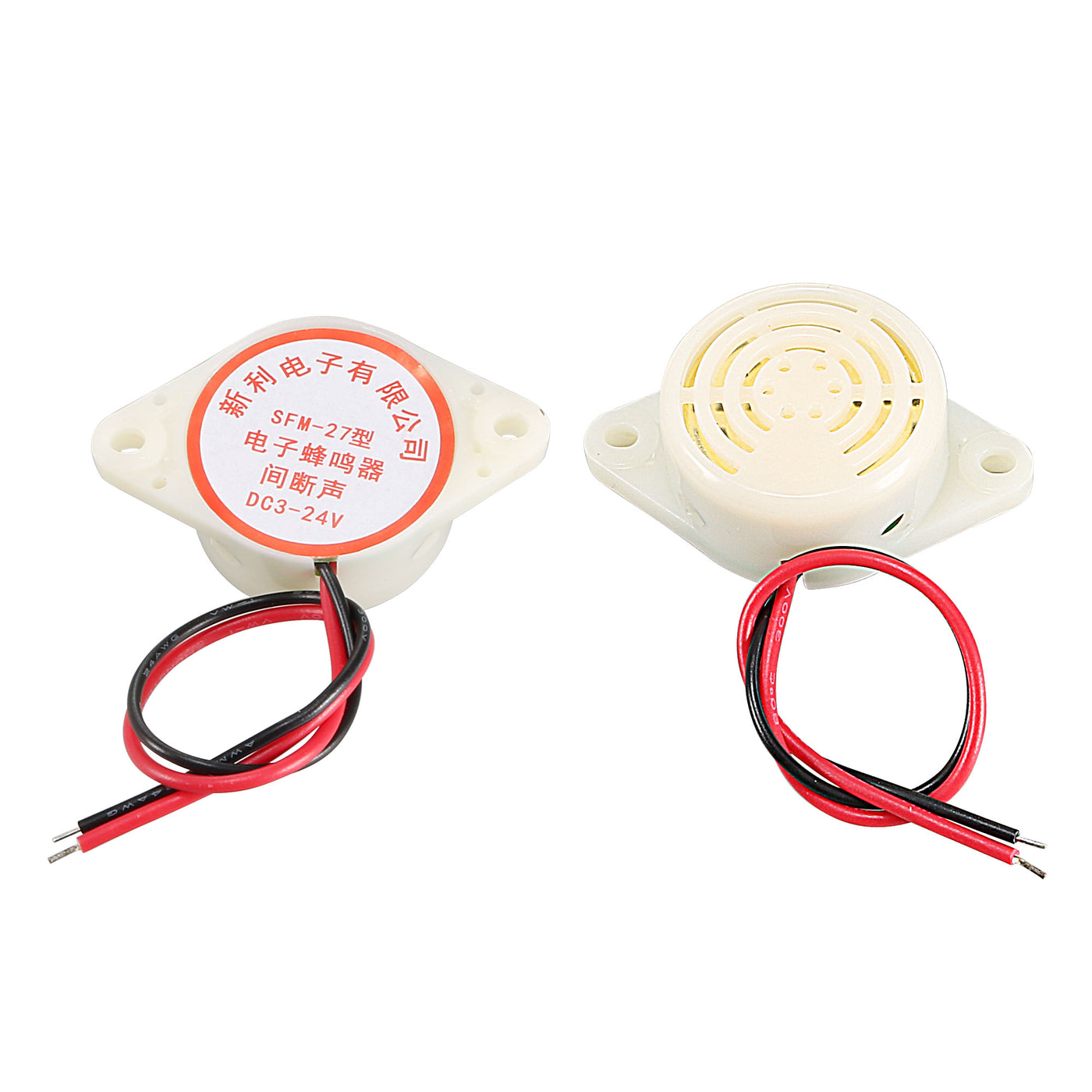 uxcell Uxcell 2pcs HYT-3015B DC 3-24V 20mA Two Wired 80dB 48x30x15mm Intermittent Sound Piezoelectric Buzzer