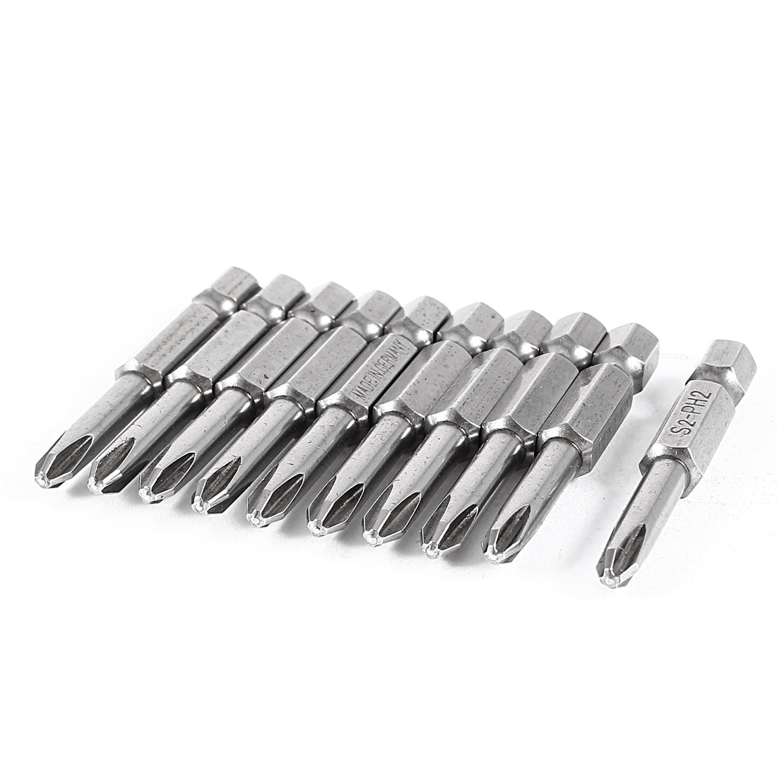 uxcell Uxcell 10 Pcs Magnetic 50mm Long 1/4" Hex Shank 4.5mm PH2 Phillips Point Tip Power Driver Screwdriver Bits