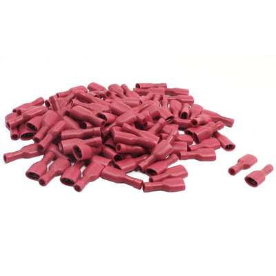 Harfington Uxcell 100 Pcs FDFD1-250 Red Plastic Covered Full Insulate Female Spade Crimp Connecting Terminal 22-16AWG
