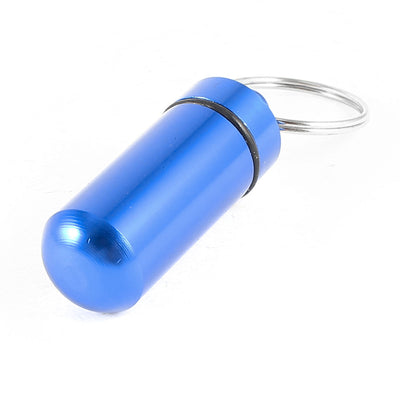 Harfington Uxcell Travel Waterproof Aluminium Key Chain Pill Holder Box Case Bottle Container Blue