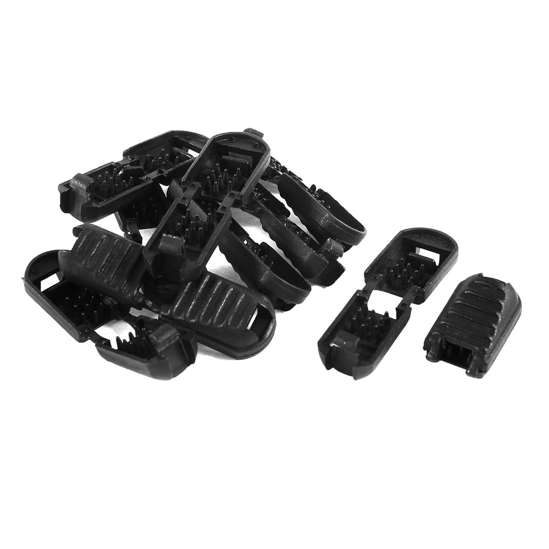 uxcell Uxcell 10pcs Zipper Pulls Cord Plastic Lock End Zip Clips Buckle Fitting Parts Black 5.4 x 5.2mm