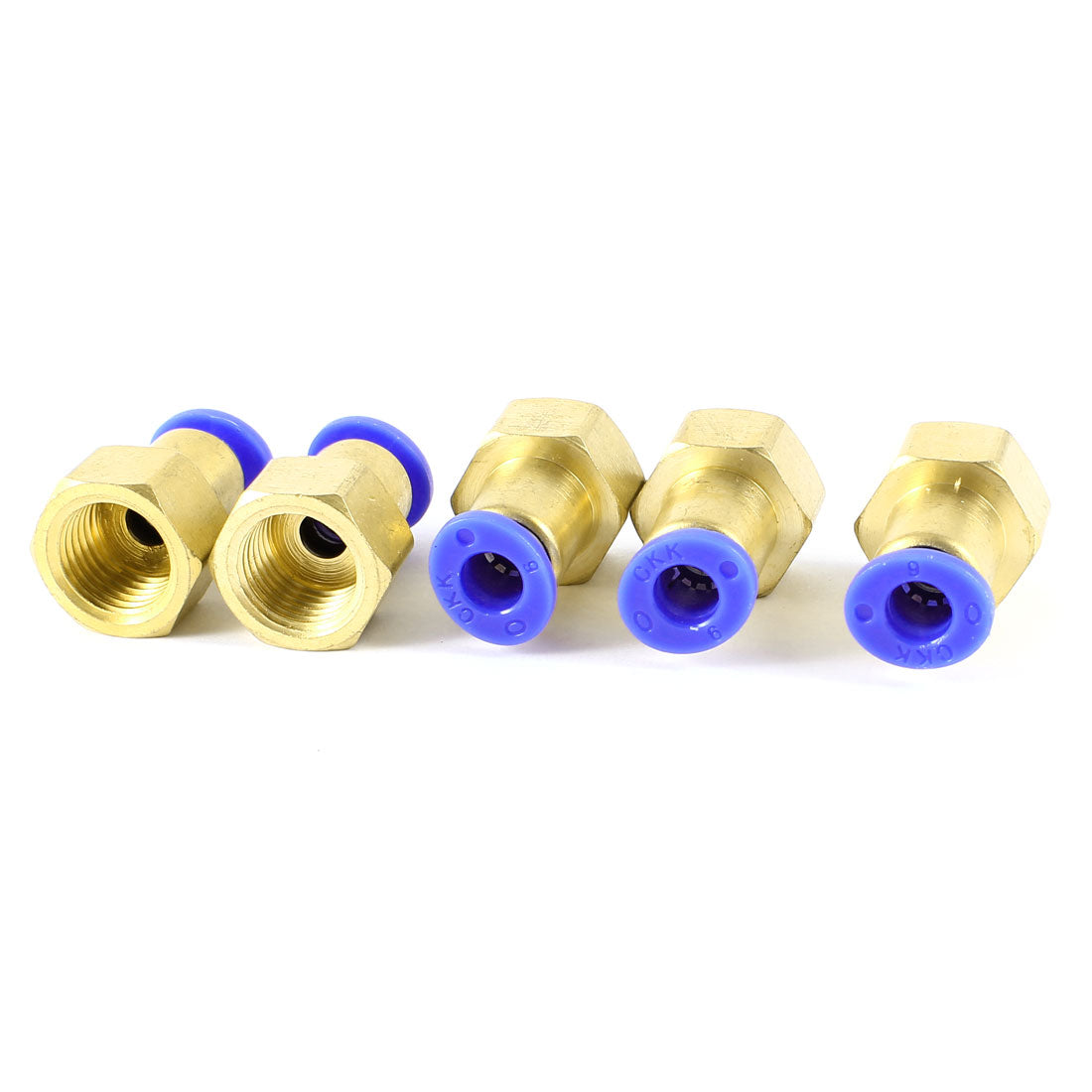 uxcell Uxcell Chrome Plated Brass 1/4 PT Female Thread to 6mm Air Pneumatic Pipe Straight Quick Joint Connector Coupler 5 Pieces