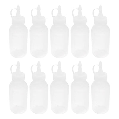 Harfington Uxcell Laboratory Straight Pointy Nozzle White Cap Clear Plastic Oil Liquid Measuring Bottles Container 3.4oz 100ml 10Pcs