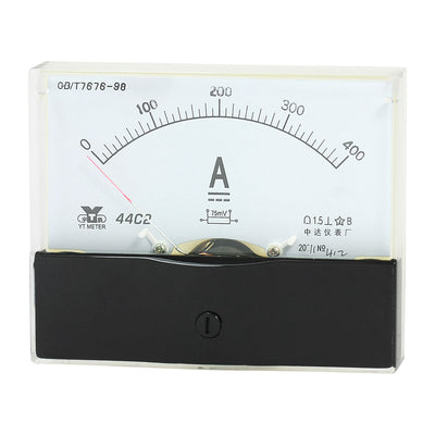 Harfington Uxcell Rectangle Measurement Tool Analog Panel Ammeter Gauge DC 0 - 400A Measuring Range 44C2