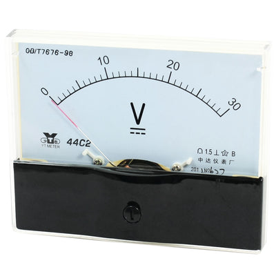 Harfington Uxcell Rectangle Measurement Tool Analog Panel Voltmeter Volt Meter DC 0 - 30V Measuring Range 44C2