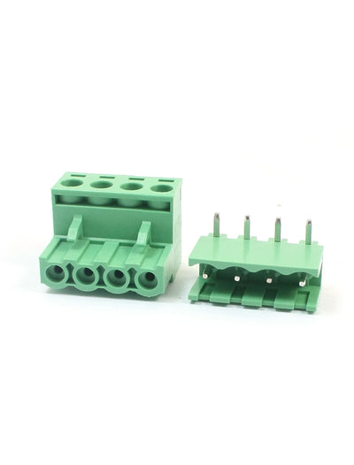 Harfington Uxcell 300V 16A 14-22AWG 5.08mm Pitch 4-Pin 4-Position Pluggable Type PCB Mounting Blue Plastic Screw Terminal Block Connector 10 Pcs