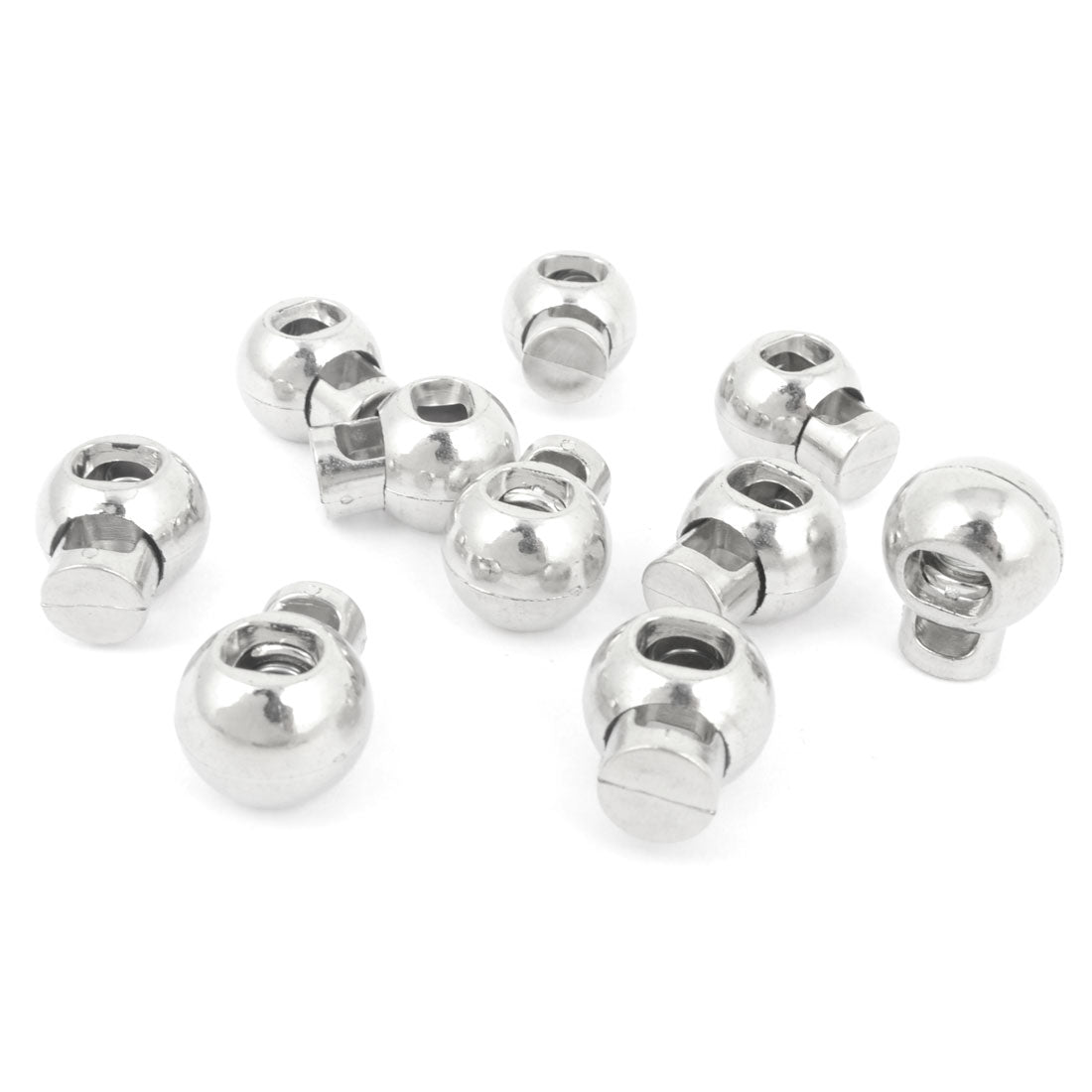 uxcell Uxcell Backpack Drawstring Silver Tone 8.5mm x 6mm Single Hole Round Head Spring Cord Locks Toggles 10 Pcs