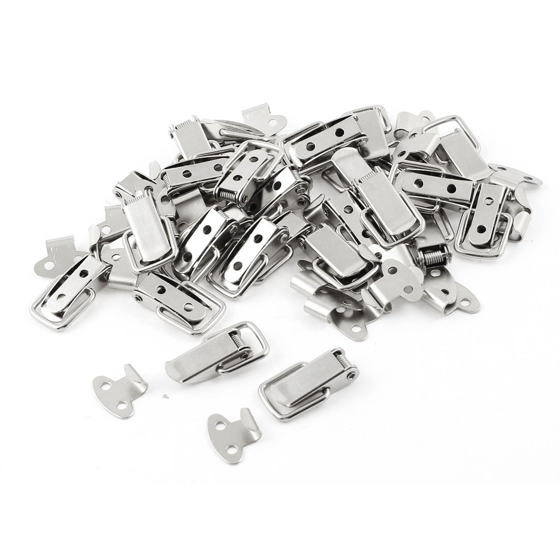 uxcell Uxcell Drawer Closet Spring Loaded Safety Latch Catch Toggle Hasp Silver Tone 4.5cm Long 30 Set