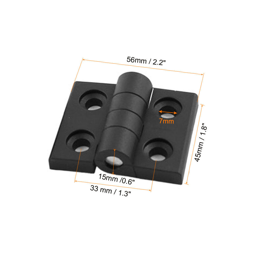 uxcell Uxcell Black 56mm x 45mm 2 Leaves Reinforced Foldable Plastic Door Cupboard Cobinet Bearing Hinge 10pcs