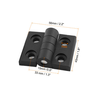 Harfington Uxcell Black 56mm x 45mm 2 Leaves Reinforced Foldable Plastic Door Cupboard Cobinet Bearing Hinge 10pcs