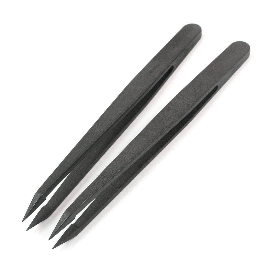 uxcell Uxcell 2Pcs 93302 Black Plastic Anti Static 1mm Tip Tweezer Tool 12cm Long