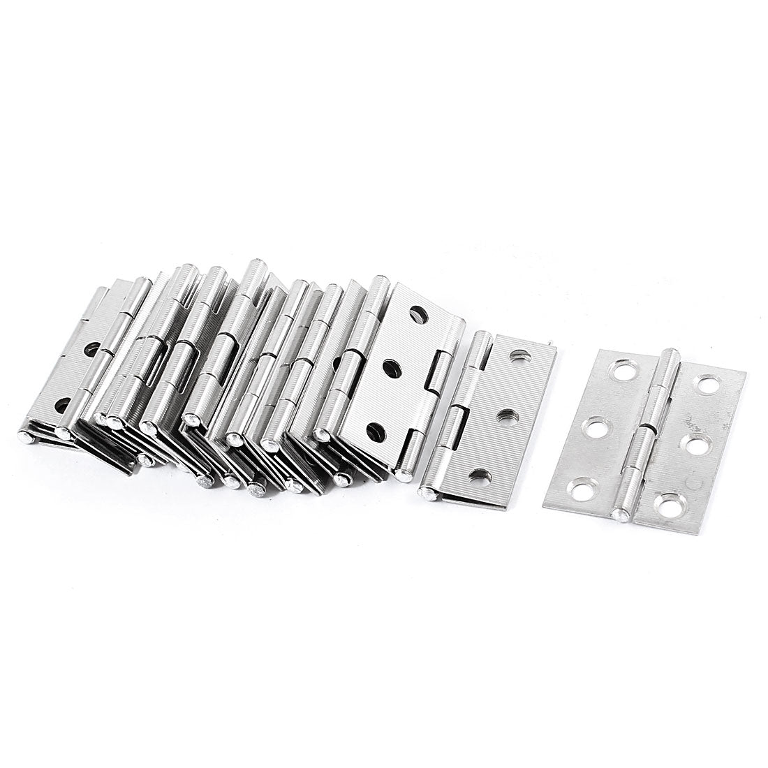 uxcell Uxcell 1.7" Length Silver Tone Stainless Steel Single Action Door Hinges 20 Pcs