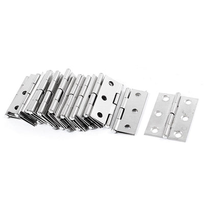 Harfington Uxcell 1.7" Length Silver Tone Stainless Steel Single Action Door Hinges 20 Pcs
