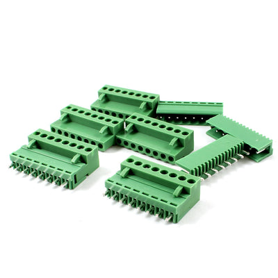 Harfington Uxcell 5 Set Green 8 Pin 3.96mm Single Row Screw Pluggable Terminal Block Straight Connector 300V 10A