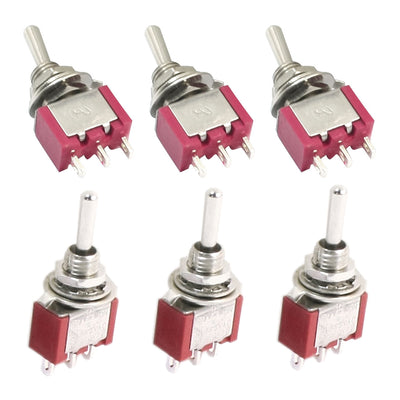 Harfington Uxcell SPDT ON-OFF-ON 3 Position Momentary Electric Toggle Switch AC 120V 5A Red 6pcs