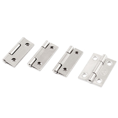 Harfington Uxcell 4 Pcs Silver Tone Stainless Steel 25mm Long Door Hinge for Cupboard Cabinet