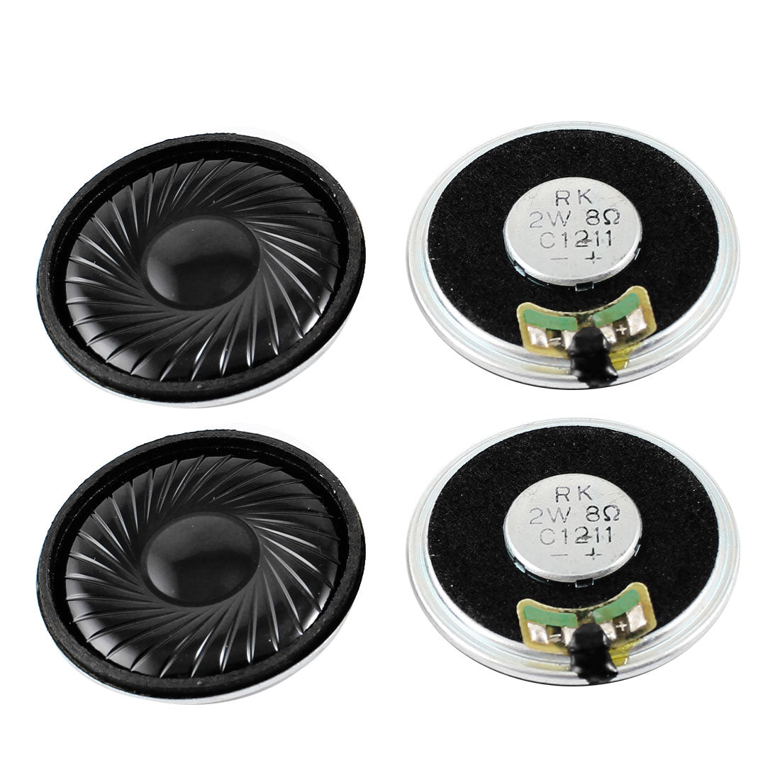 uxcell Uxcell 2W 8R 40mm Dia Metal Housing Round Internal Magnet Speaker Loudspeaker 4Pcs