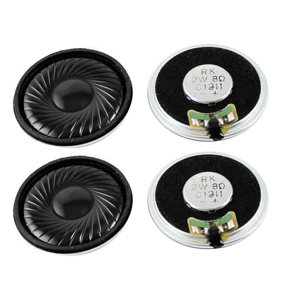 Harfington Uxcell 2W 8R 40mm Dia Metal Housing Round Internal Magnet Speaker Loudspeaker 4Pcs