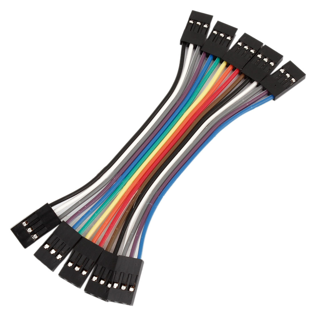 uxcell Uxcell 10cm 2.54mm 3 Pin Female to Female F/F Jumper Wire Cable Connector 5 Pcs