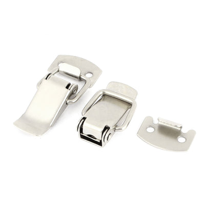 Harfington Uxcell 2 Sets 4cm Stainless Steel Spring Loaded Straight Loop Catch Toggle Latch