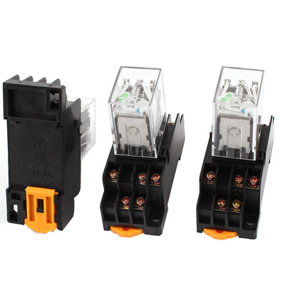 Harfington Uxcell 3 Pcs HH53PL DC 24V Coil Green Indicator Light 35mm DIN Rail Mounting 3PDT 11 Pins Electromagnetic General Purpose Power Relay + Socket Base