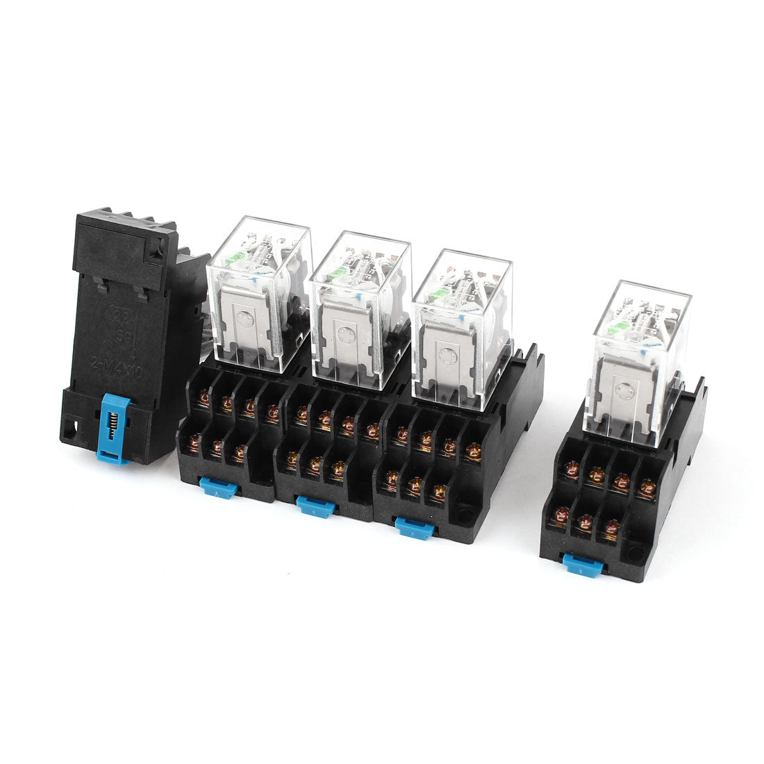 uxcell Uxcell 5 Pcs HH54PL DC 24V Coil Green Indicator Light 35mm DIN Rail 4PDT 14 Pins Electromagnetic General Purpose Power Relay + Socket Base
