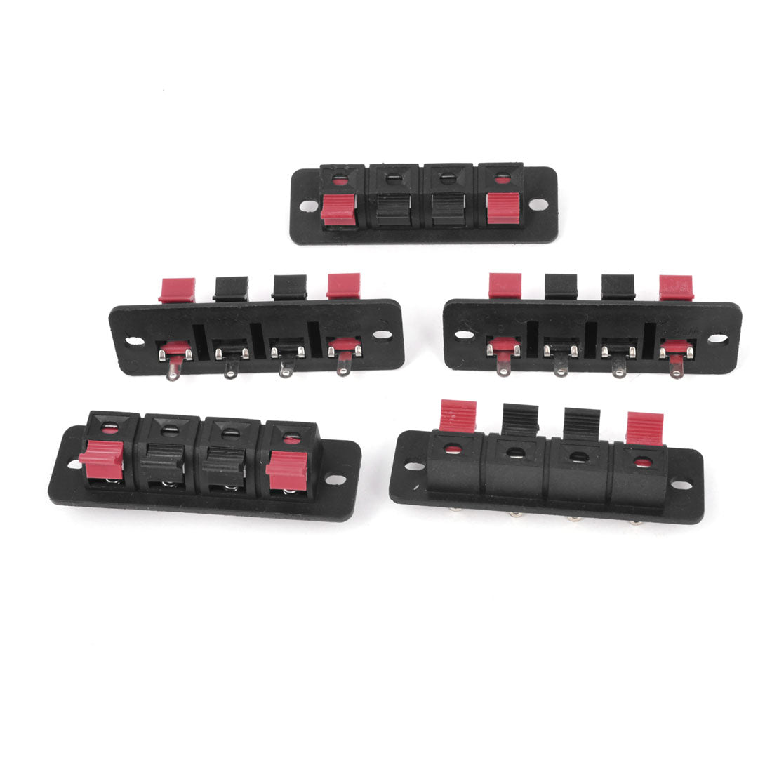 uxcell Uxcell 5Pcs 4 Way Stereo Speaker Plate Terminal Strip Push Release Connector Block