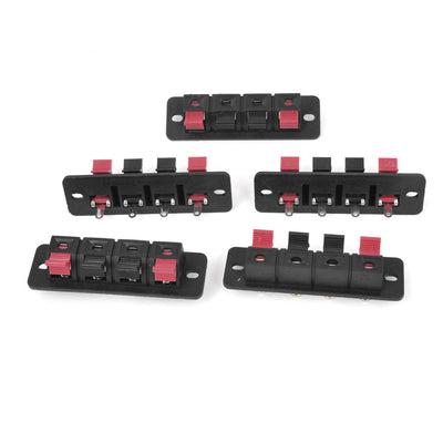 Harfington Uxcell 5Pcs 4 Way Stereo Speaker Plate Terminal Strip Push Release Connector Block