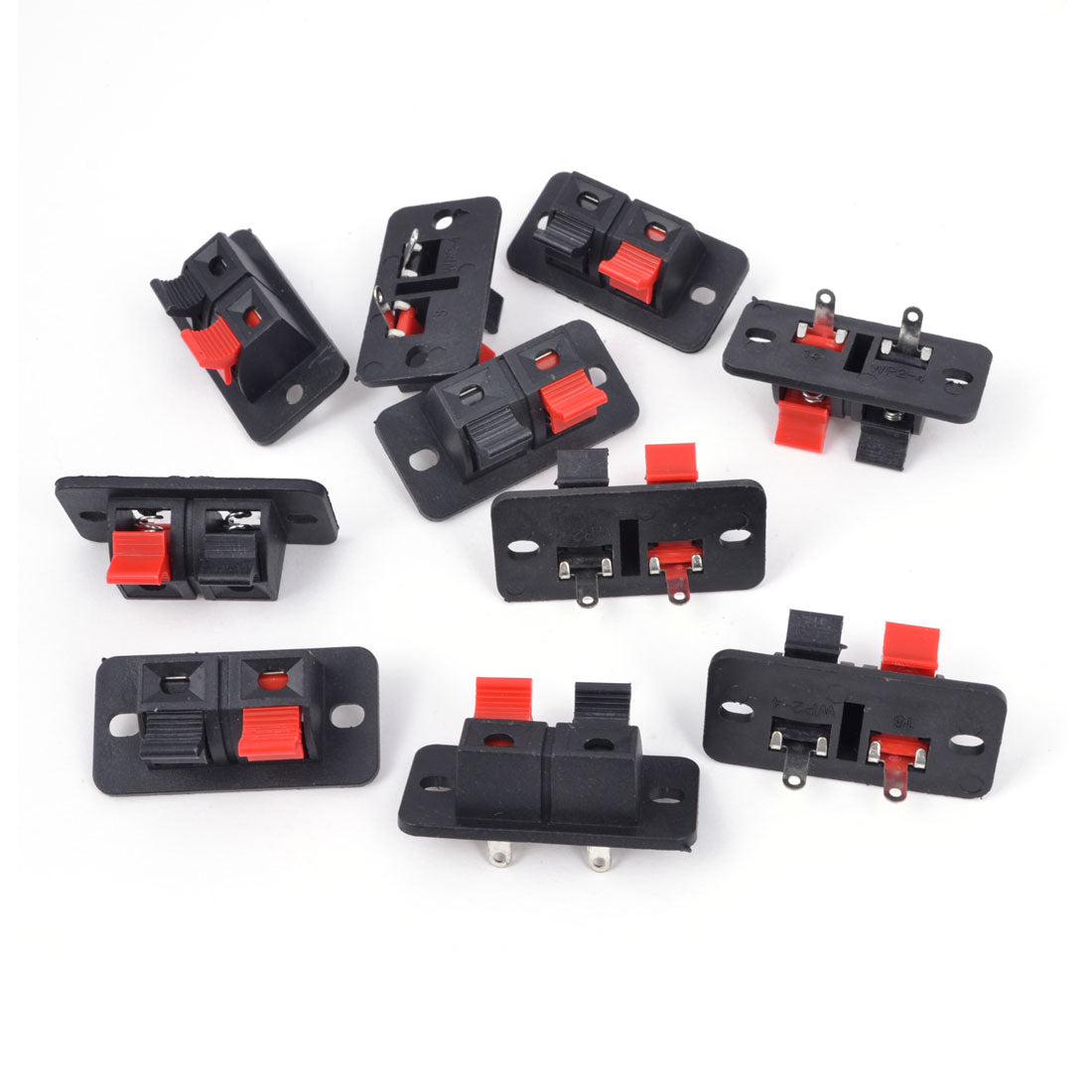 uxcell Uxcell 10Pcs 2 Way Stereo Speaker Plate Terminal Strip Push Release Connector Block