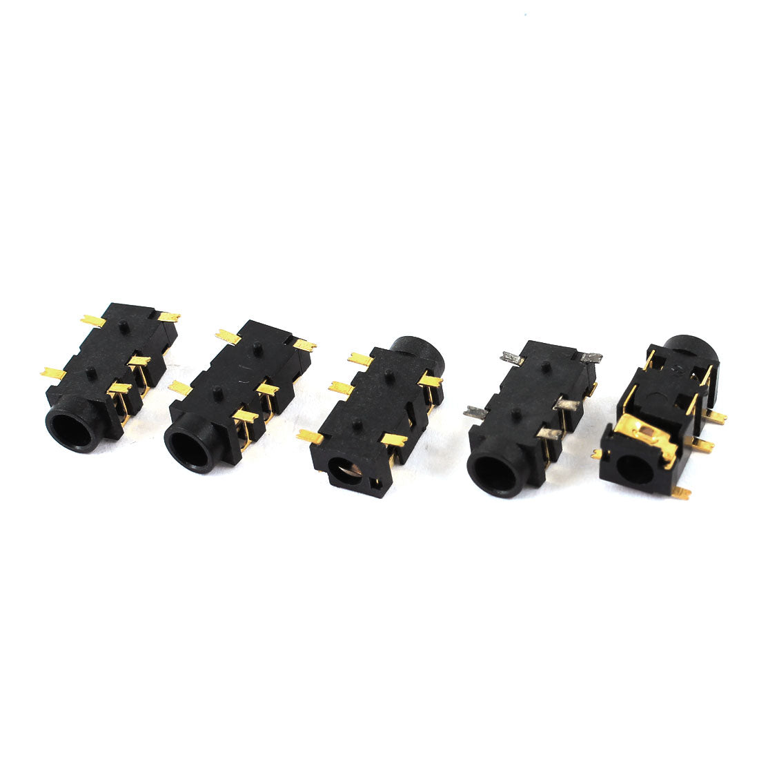 uxcell Uxcell 5pcs 3.5mm Female 5-Pin SMT Surface Mounted Devices PCB Headphone Earphone Stereo Jack Sockets Connectors Black