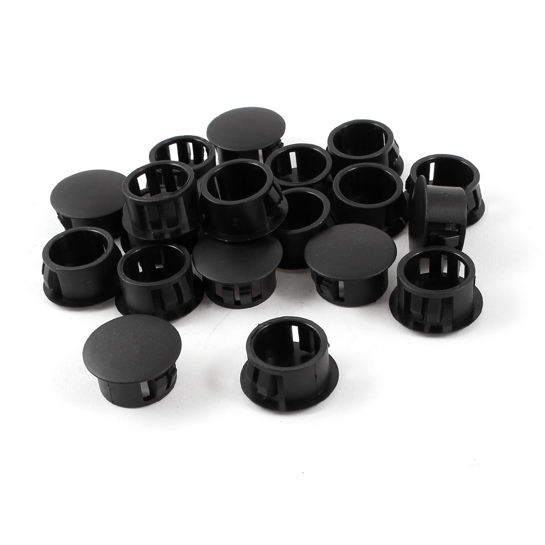 uxcell Uxcell 20pcs Black Plastic 16mm Diameter Snap in Type Locking Hole Button Cover 16mm x 20mm x 10mm