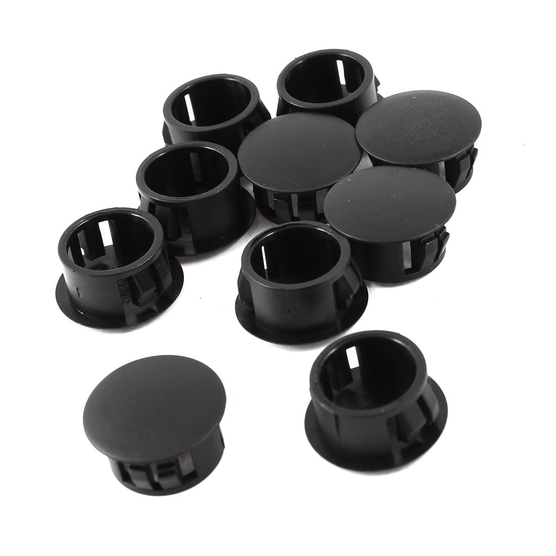 uxcell Uxcell 10pcs Black Plastic 16mm Diameter Snap in Type Locking Hole Button Cover 16mm x 20mm x 10mm
