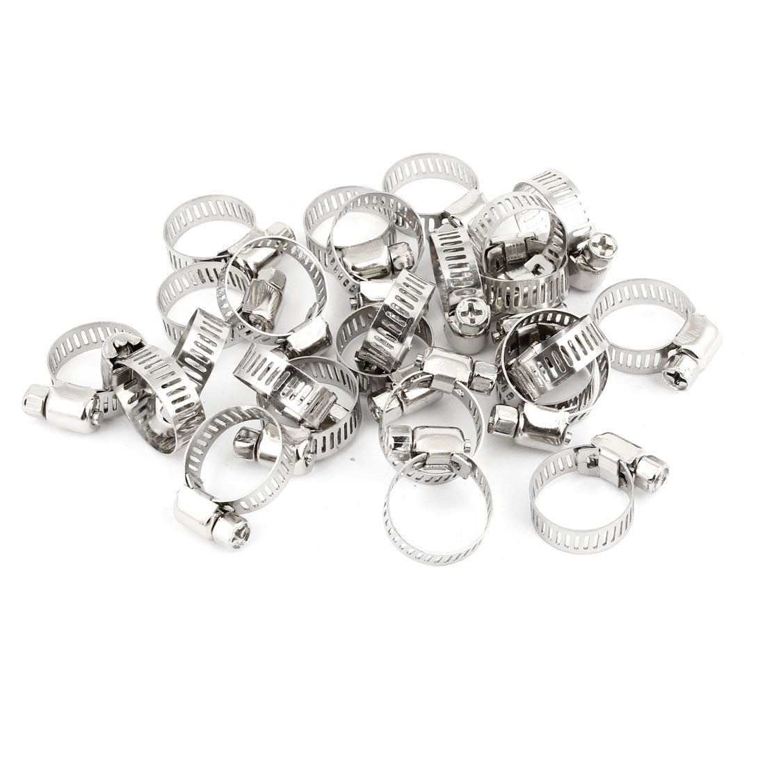 uxcell Uxcell 25 Pcs Stainless Steel Band  Gear Hose Clamp 13-19mm