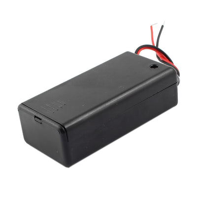 Harfington Uxcell Plastic Casing ON/OFF Switch 2-Wire Leads Battery Holder Storage Box Case Black for 1 x 9V Battery