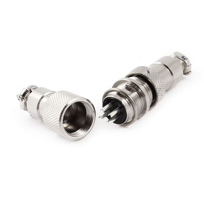 Harfington Uxcell AC 125V 5A 4 Pin Terminal Male Female Cable Screw Connecting Aviation GX12-4