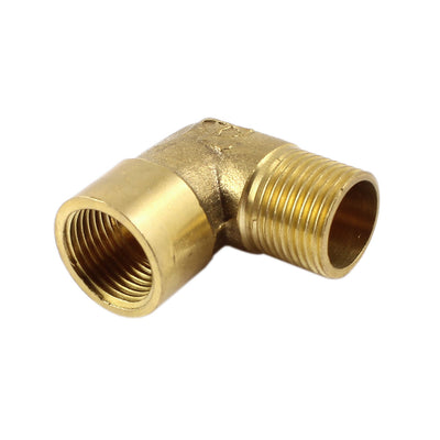 Harfington Uxcell Brass Tone 90 Degree Elbow 3/8 PT Male to 3/8 PT Female Pipe Fitting Coupler