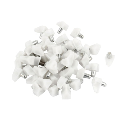 Harfington Uxcell Furniture Hardware Glass Plastic Shelf Support Pin Silver Tone White 50 Pcs