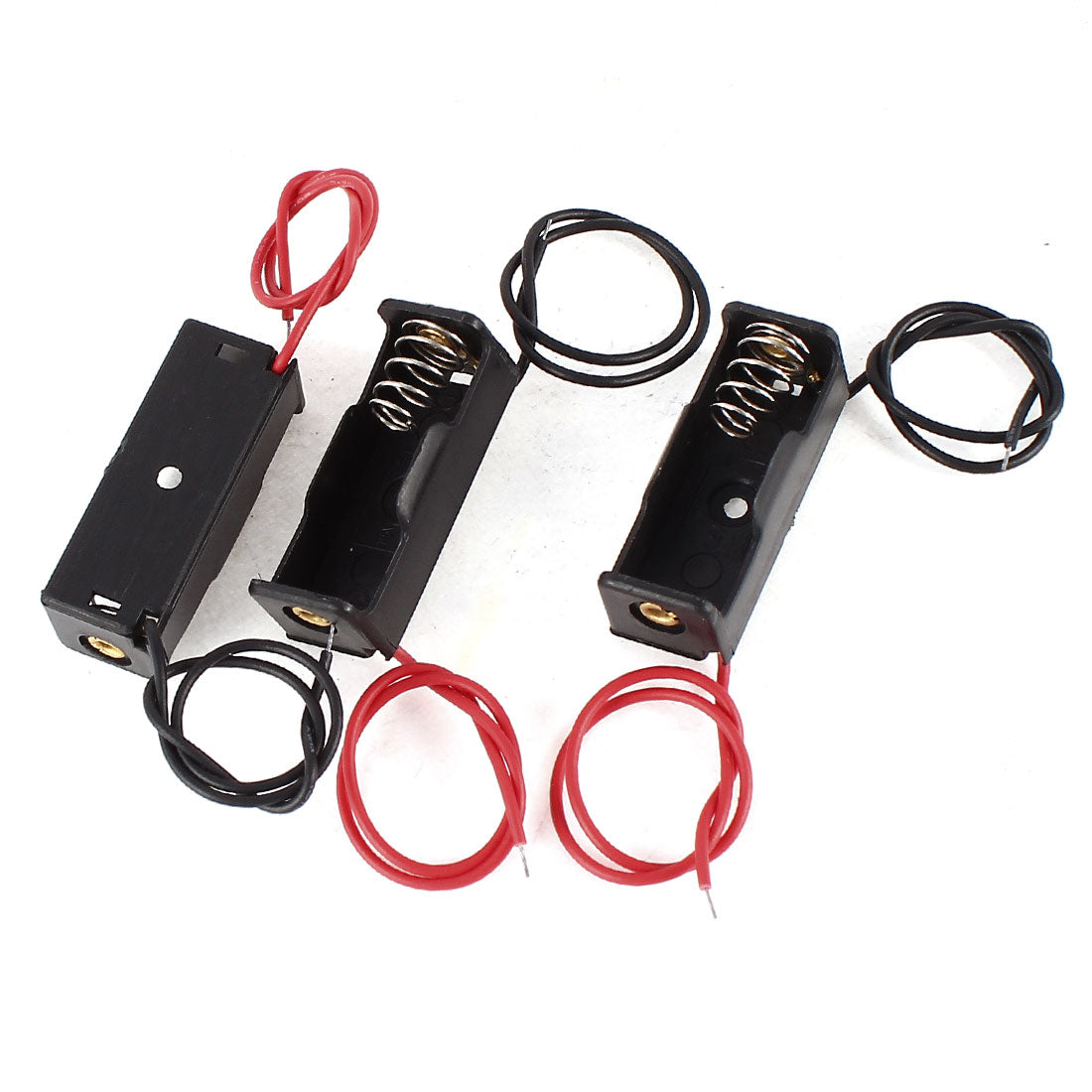 uxcell Uxcell 3 Pcs Replacement Double Cables Black Plastic 1 x 23A 12V Battery Cell Case Holder