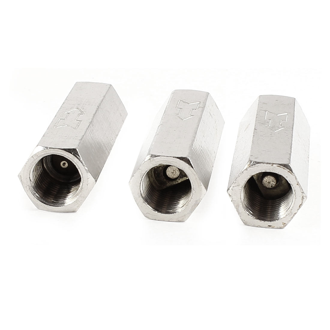 uxcell Uxcell 3pcs 1/8PT Female Thread Full Port One Way Air Check Valve Silver Tone