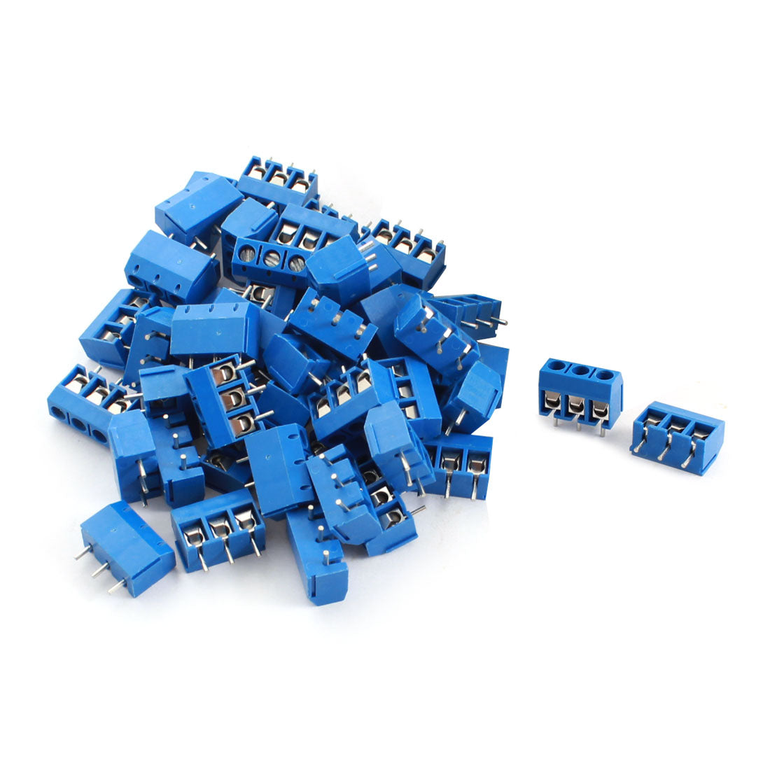 uxcell Uxcell 50Pcs 3 Pin 5.0mm Pitch PCB Board Mount Screw Terminal Block 12A 300V Blue