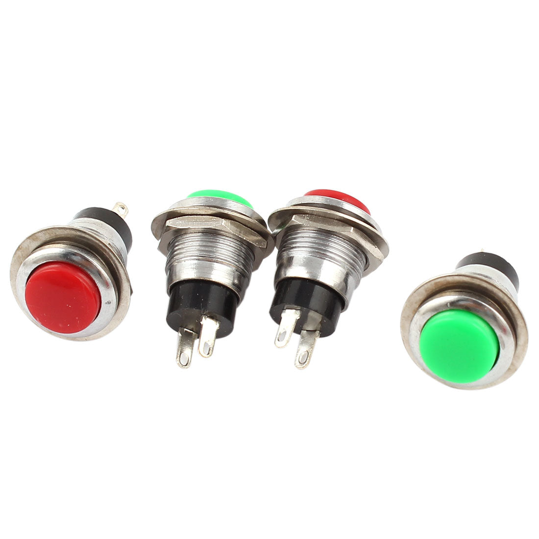 uxcell Uxcell 4PCS 12mm Mount SPST Momentary Red Green Button Switch AC125V 6A 250V 3A