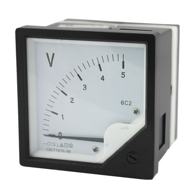 Harfington Uxcell DC 0-5V Measuring Range Voltage Measurement Tool Rectangle Plastic Panel Analog Meter Voltmeter Class 1.5
