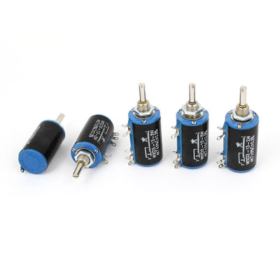 Harfington Uxcell WXD3-13 4.7K ohm 2W 4 Pin Terminals 10 Turn Wire Wound Potentiometer 5pcs