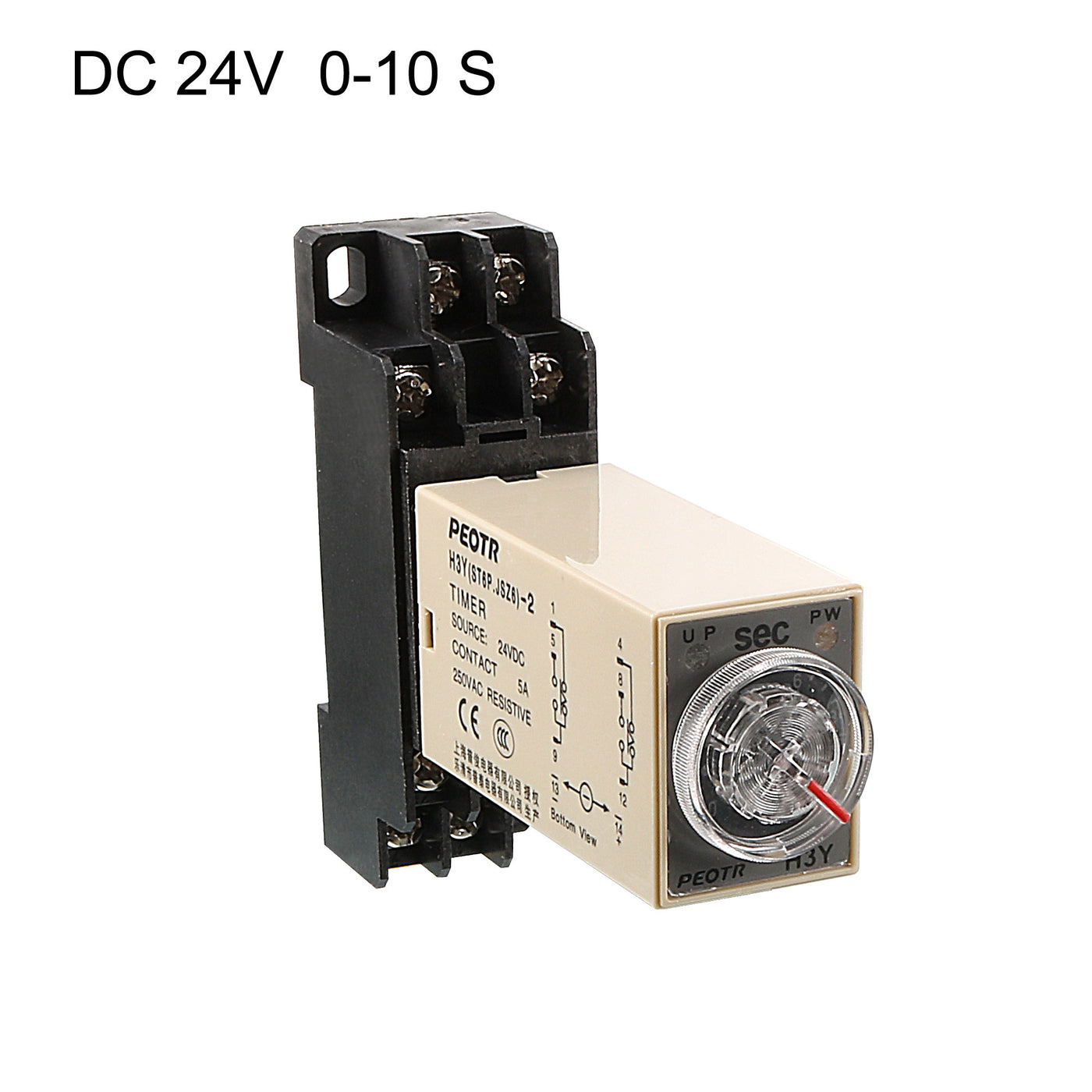 uxcell Uxcell Rotary Knob Control DC 24V 8Pin DPDT 0-10 Seconds Power on Delay Timer Relay